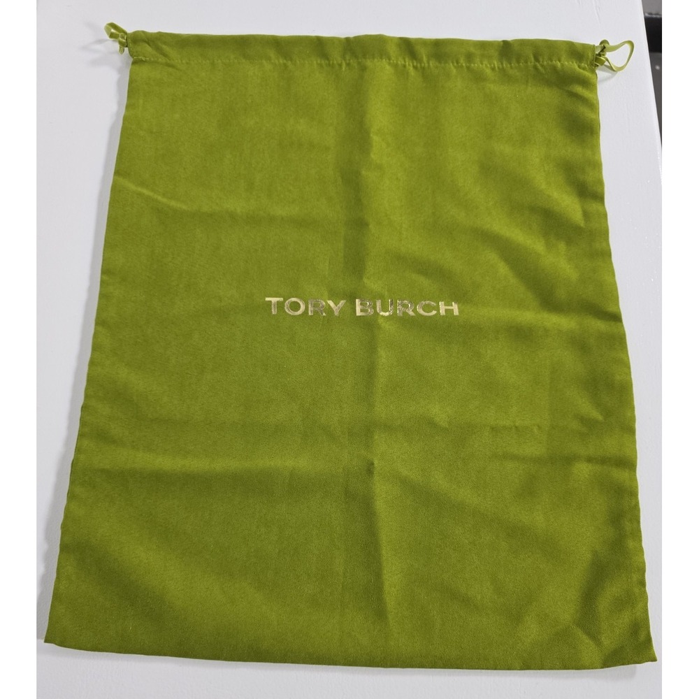 Tory Burch Womens Medium Dust Bag Green Gold Logo Drawstring Storage Pouch